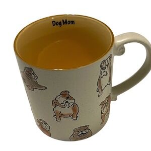 Spectrum Designz Bulldog Dog Mom Mug 21oz Stoneware Speckled Cream Yellow 77144